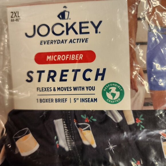 Jockey Stretch Staycool Active Holiday Merry Cocktails Boxer Brief - XXL - Picture 4 of 6